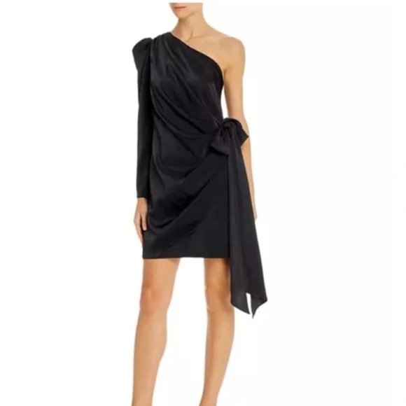 AIDAN MATTOX  One-Shoulder Puff-Sleeve Dress - Picture 3 of 12